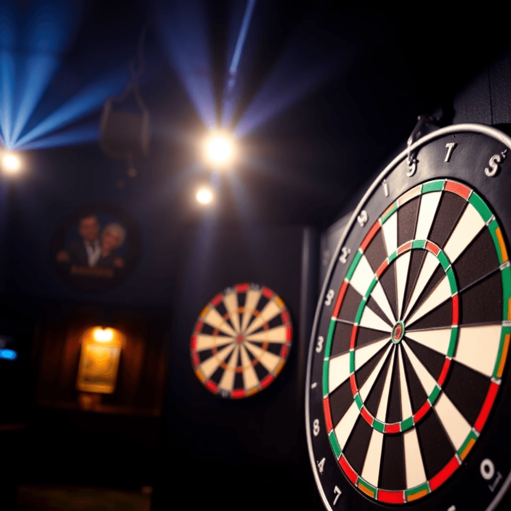 Professional darts tournament arena